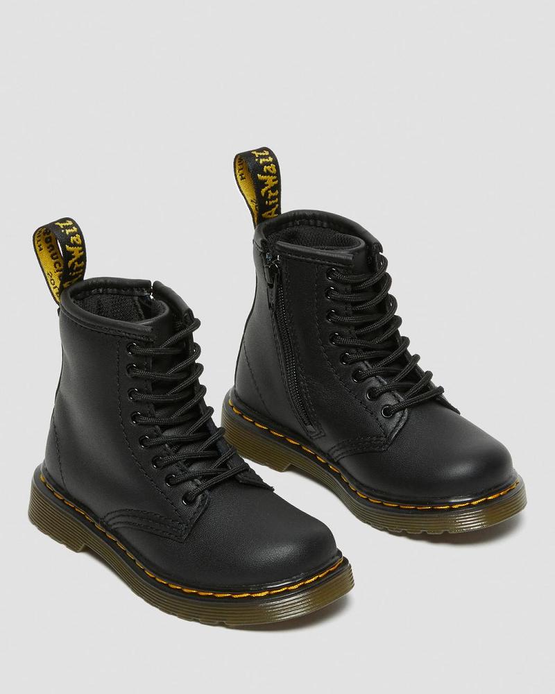 Black Kids' Dr Martens Toddler 1460 Softy T Leather Lace Up Boots | CA 705PJJ